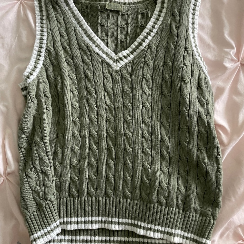john galt white and green knit sweater vest